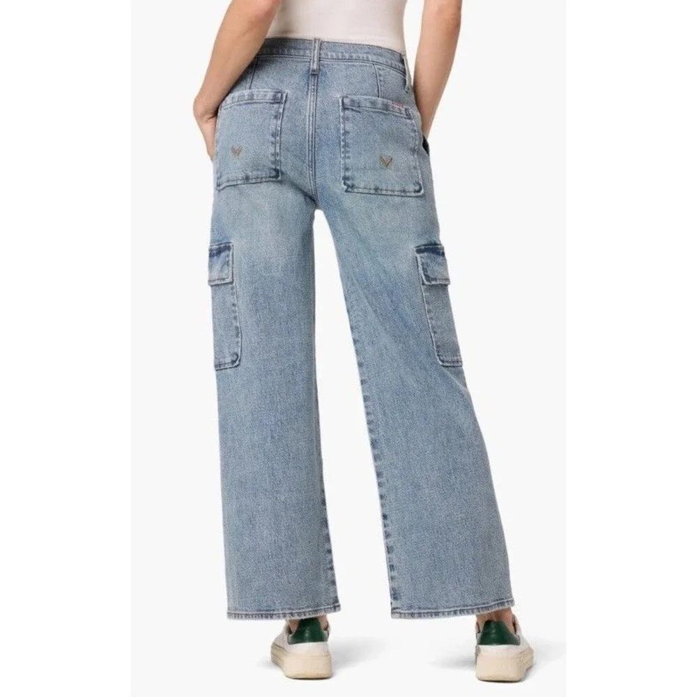 NWT Hudson Rosalie Avila High Waist Wide Leg Cargo Jeans Women 26 Light Wash